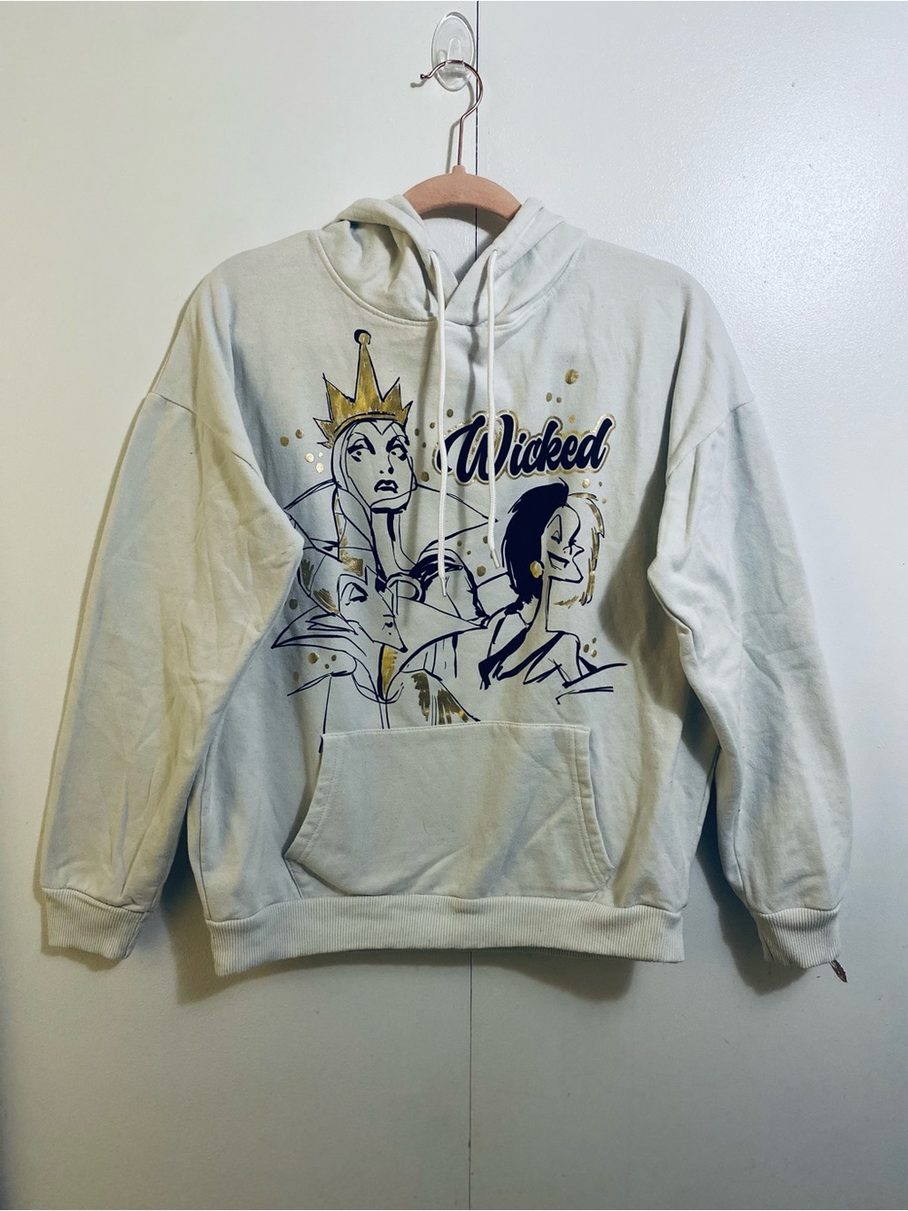 Disney Villains Off-White Wicked' Graphic Pullover Hoodie size Medium